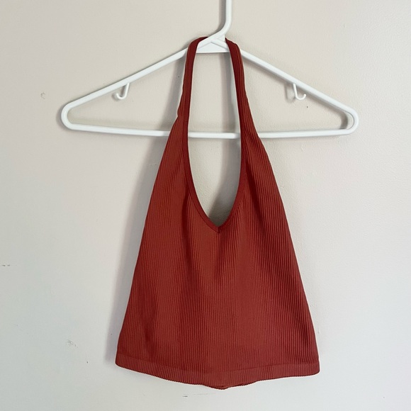 Burnt Orange Out from Under Urban Outfitters Cropped Halter Top - Picture 2 of 5